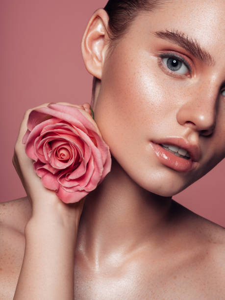 close-up beautiful girl's face portrait - portrait vertical close up female imagens e fotografias de stock