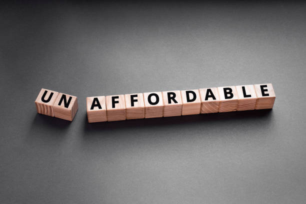 unaffordable to un affordable- words from wooden blocks with letters unaffordable to un affordable- words from wooden blocks with letters, too expensive concept, top view gray background affordable health stock pictures, royalty-free photos & images