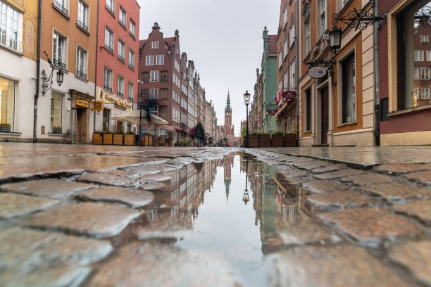 Gdansk, Poland - 13.11.2019: Old town in Gdansk on a cloudy day