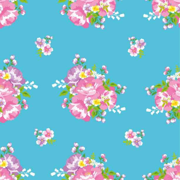 Taiwan chintz patterns vector illustration Taiwan chintz patterns vector illustration peony bud stock illustrations