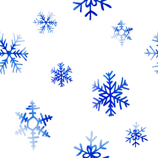 istock Seamless winter christmas pattern of artistic blue snowflakes with watercolor texture. 1188570787