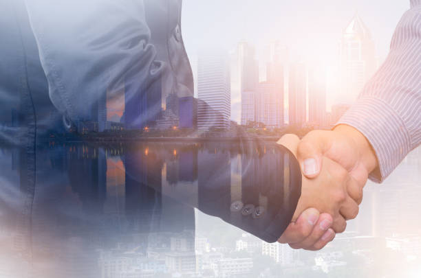 istock Double exposure of businessman 1188572374