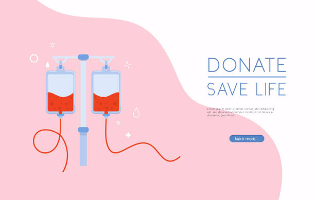 ilustrações de stock, clip art, desenhos animados e ícones de donate blood bag on blue background. background for world blood donor day. - red blood cell