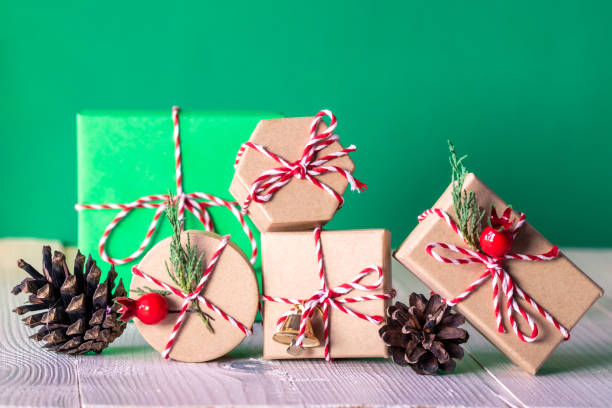 istock Christmas composition.  Background with gift box and decorations. 1188574418