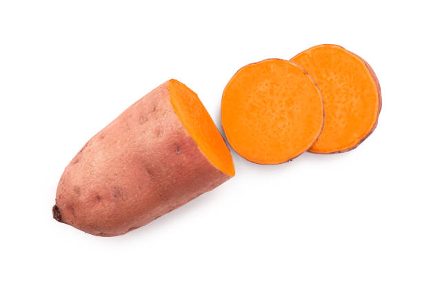 istock Sweet potato isolated on white background closeup. Top view. Flat lay. 1188576245