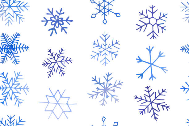istock Seamless winter christmas pattern of artistic blue snowflakes with watercolor texture. 1188577431