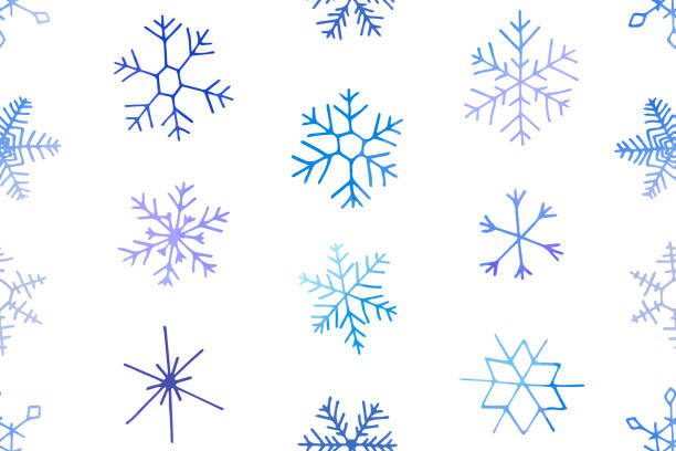 istock Seamless winter christmas pattern of artistic blue snowflakes with watercolor texture. 1188577584