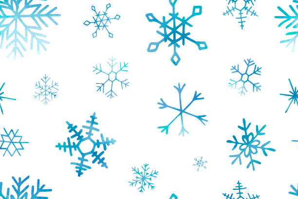 istock Winter christmas seamless pattern with artistic blue watercolor snowflakes. 1188578987
