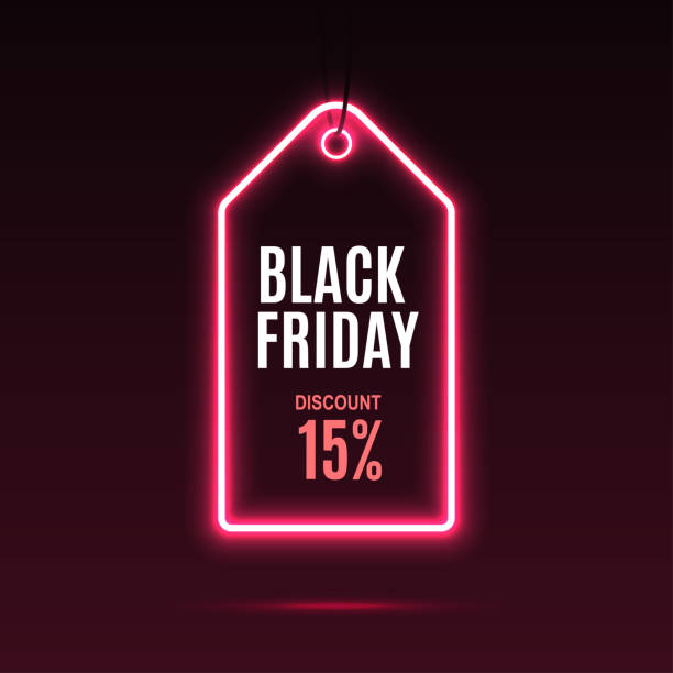 Neon label. Black friday at a discount. Neon label. Black friday at a discount. EPS10 vector. monday night stock illustrations
