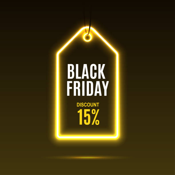 Neon label. Black friday at a discount. Neon label. Black friday at a discount. EPS10 vector. monday night stock illustrations