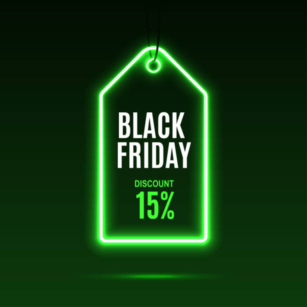 Neon label. Black friday at a discount. Neon label. Black friday at a discount. EPS10 vector. monday night stock illustrations