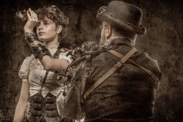 istock Steampunk couple in a studio shot 1188586088