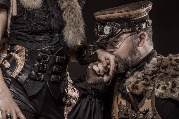 istock Steampunk couple in a studio shot 1188588755