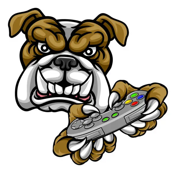 Vector illustration of Bulldog Esports Gamer Mascot