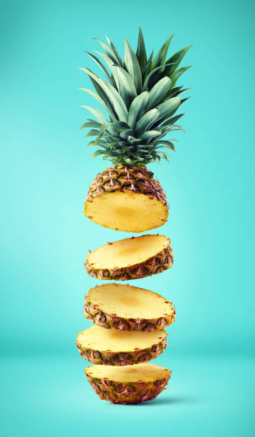 istock Flying fresh ripe pineapple slices 1188590392