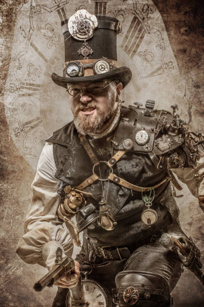 istock Steampunk male military character in a studio shot 1188591900