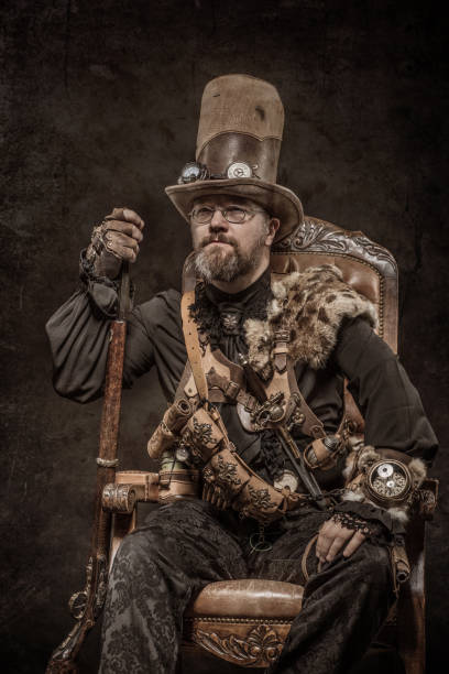 istock Steampunk male military character in a studio shot 1188592810