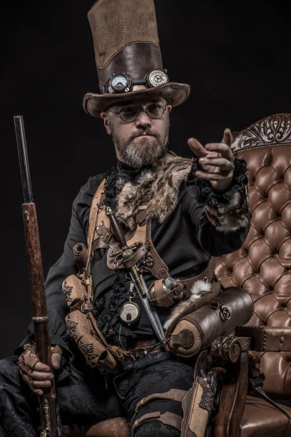 istock Steampunk male military character in a studio shot 1188593540
