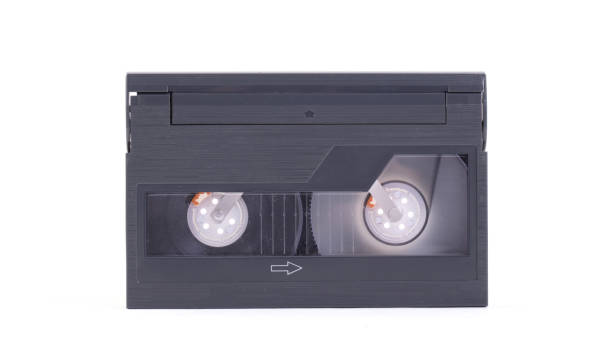 istock Old Video-8 cassette tape, isolated on white background 1188594648