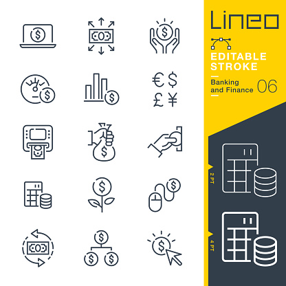 istock Lineo Editable Stroke - Banking and Finance line icons 1188595713
