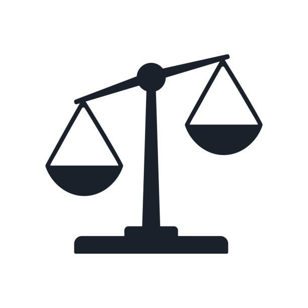 justice balance waagen symbol, design isoliert auf farbverlauf hintergrund isoliert auf weiß - waage gewichtsmessinstrument stock-grafiken, -clipart, -cartoons und -symbole