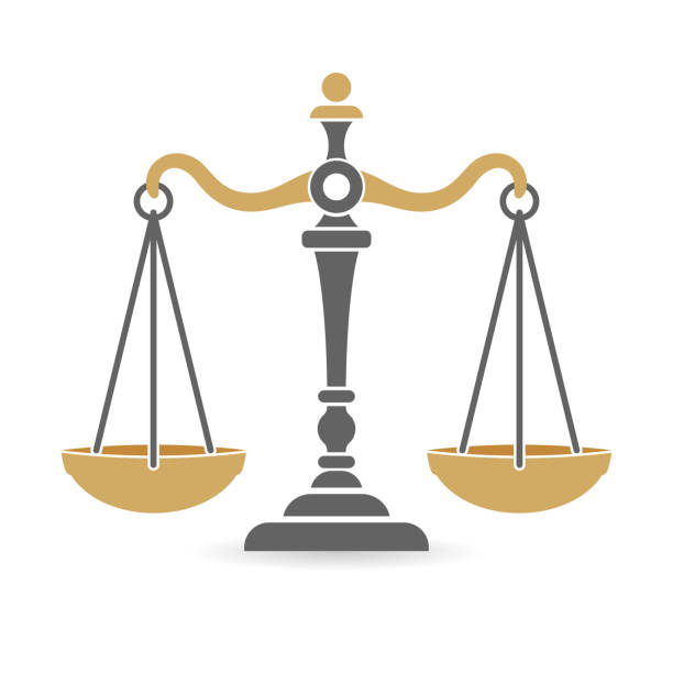 logo hukum dan ketertiban - neraca timbangan ilustrasi ilustrasi stok