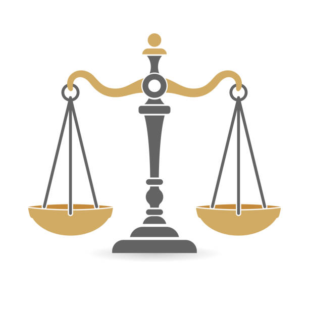 logo prawa i porządku - scales of justice illustrations stock illustrations