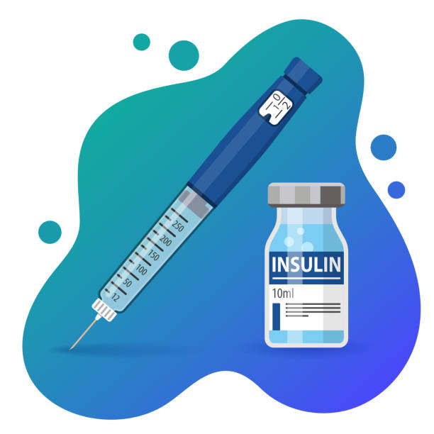 ilustrações de stock, clip art, desenhos animados e ícones de diabetes insulin pen syringe and vial - syringe vaccination vial insulin