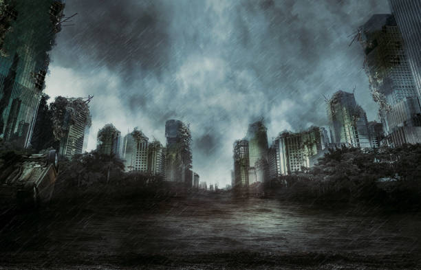 istock Rain in the destroyed city 1188598649