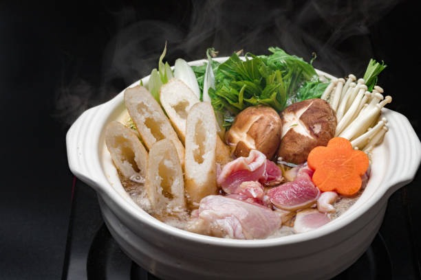 istock KIRITANPO-NABE, hot pot with rice sticks、chicken and vegetables 1188603710