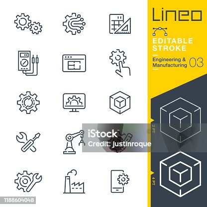 istock Lineo Editable Stroke - Engineering and Manufacturing line icons 1188604048