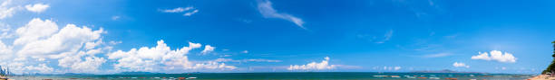 panorama beautiful beach with blue sky and cloud on a sunny day