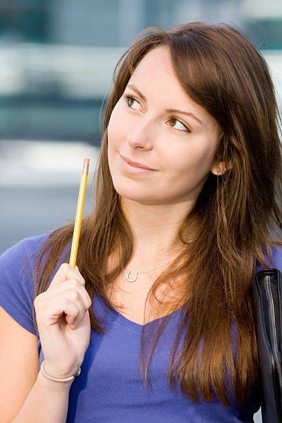 istock Pretty caucasian girl pondering or thinking 118860909