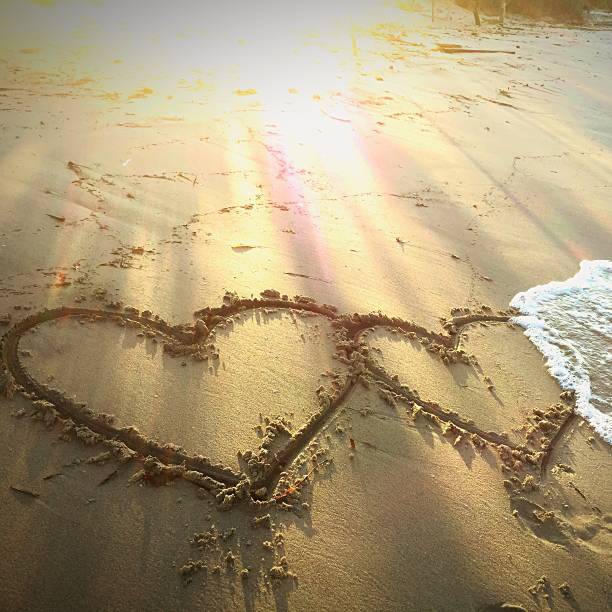 istock Heart shaped on sand in the beach 1188609509