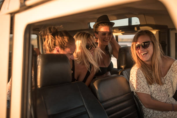 istock Happy friends on the road trip 1188611600