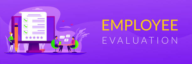 ilustraciones, imágenes clip art, dibujos animados e iconos de stock de concepto de banner web de evaluación de empleados - evaluación del desempeño