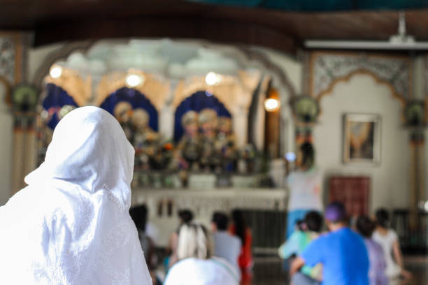 A hare krishna woman in a temple