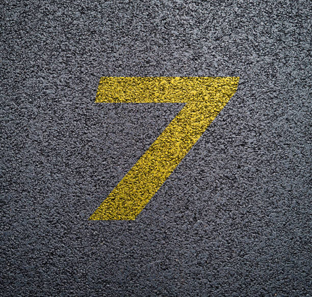istock Yellow numbers and signs on the asphalt 1188615247