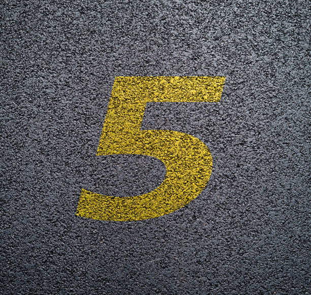 istock Yellow numbers and signs on the asphalt 1188615263