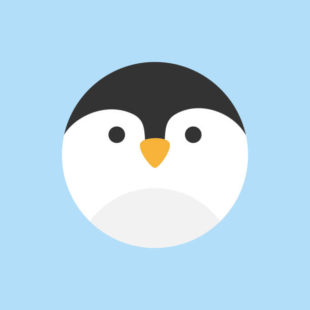 pinguin runde tier-ikone - bird nature animal head beak stock-grafiken, -clipart, -cartoons und -symbole