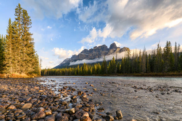 istock Sunrise on Castle mountain and bow river at Banff national park 1188616666