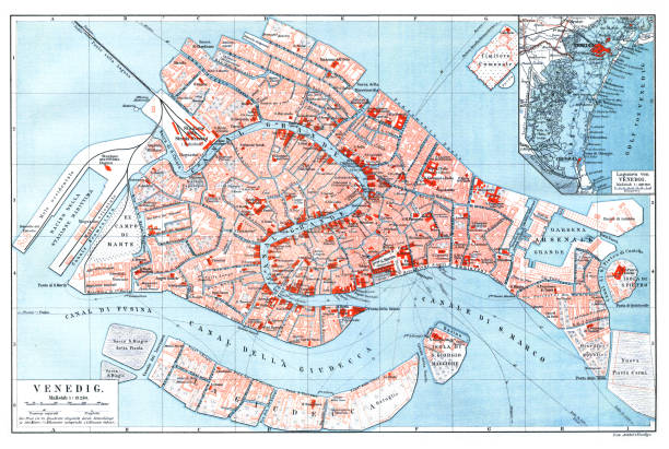 Map of city Venice Italy 1897 Map of city Venice Italy
Original edition from my own archives
Source : "Meyers Konversations-Lexikon" 1897 venice italy stock illustrations