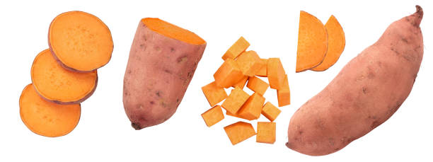 istock Sweet potato isolated on white background closeup. Top view. Flat lay. 1188618043