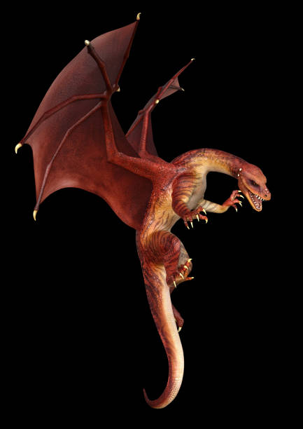 istock 3D illustration fantasy dragon on black 1188619237