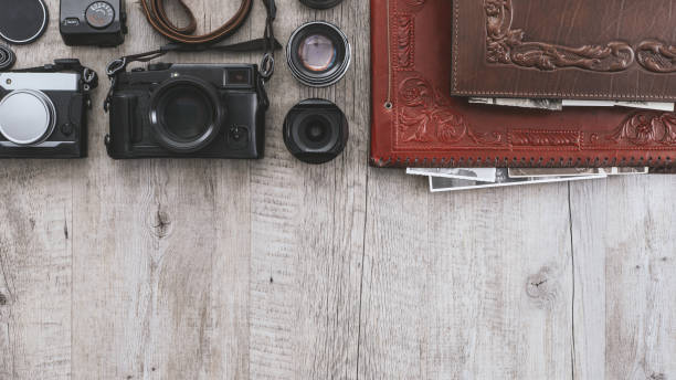 istock Photographer equipment on a desktop 1188625593