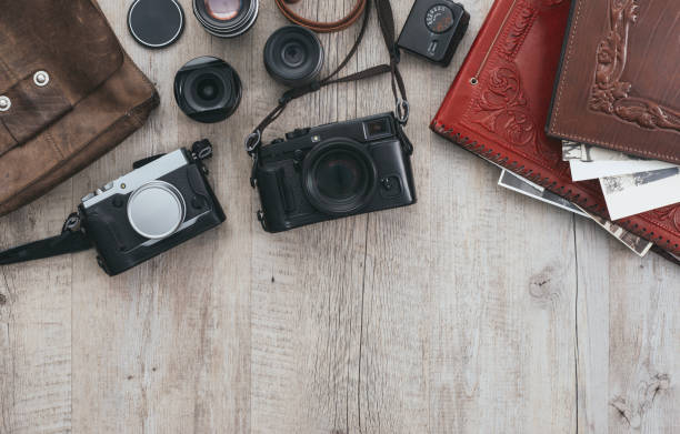 istock Photography equipment on a desktop 1188628855