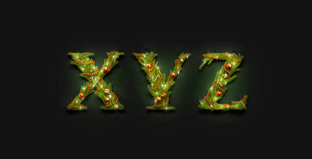 istock Decorative XYZ letters, christmas font mock up darkness 1188632337