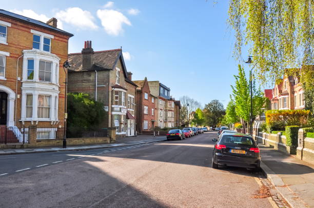 Streets of West Ealing district, London, UK London, UK - May 2019: Streets of West Ealing district eanling stock pictures, royalty-free photos & images