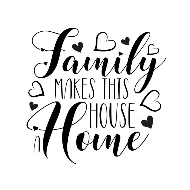 istock Family makes this house a home- positive handwritten text, with  hearts. 1188633880