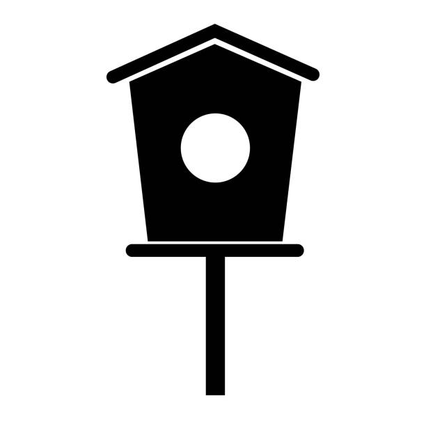 vogelhaus-symbol auf weißem hintergrund. flachen stil. vogelhaus-symbol für ihre website-design, logo, app, ui.  nistkastensymbol. nistkastenschild. - birdhouse wood isolated white background stock-grafiken, -clipart, -cartoons und -symbole